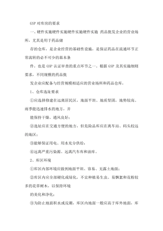 GSP对库房的要求
