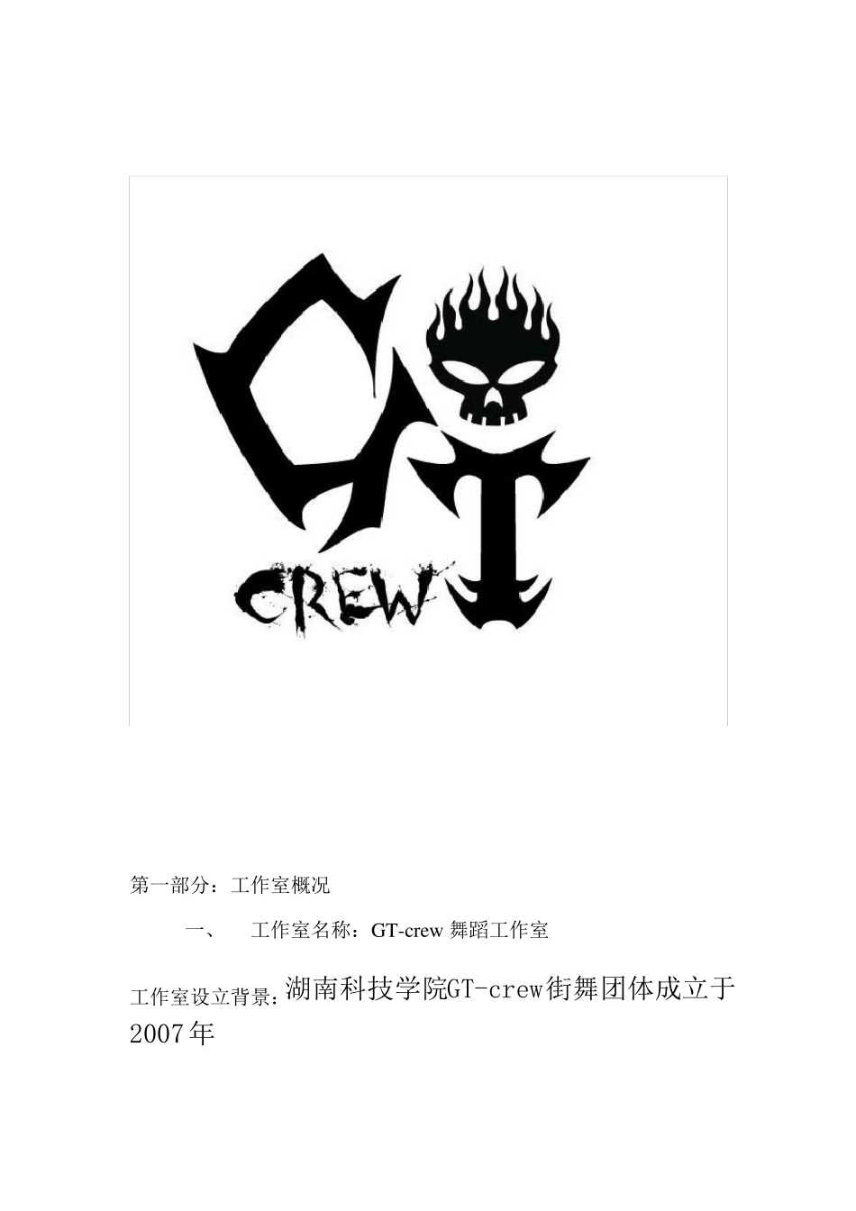 GTcrew舞蹈工作室创业计划书_第1页