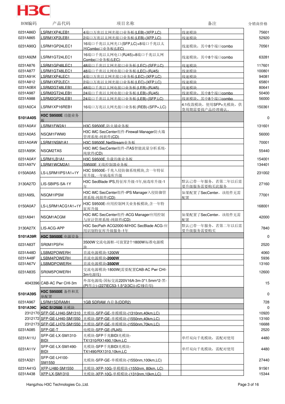 H3C华三全系列产品价格_第3页