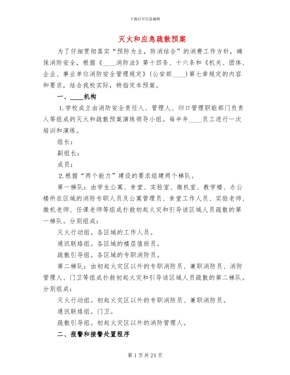 灭火和应急疏散预案_第1页