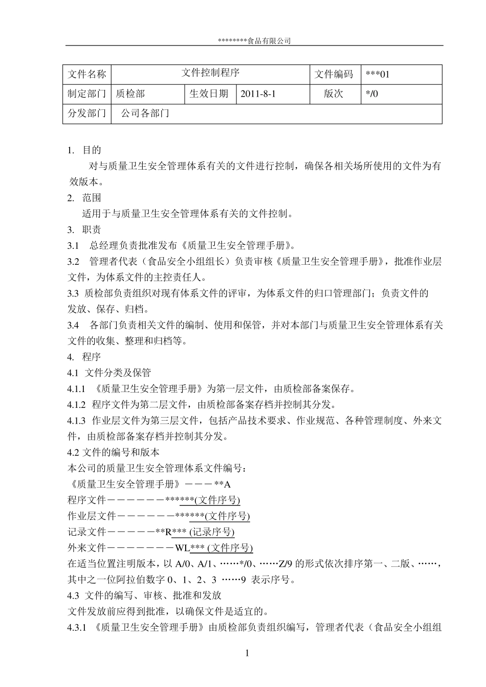 HACCP文件控制程序_第1页