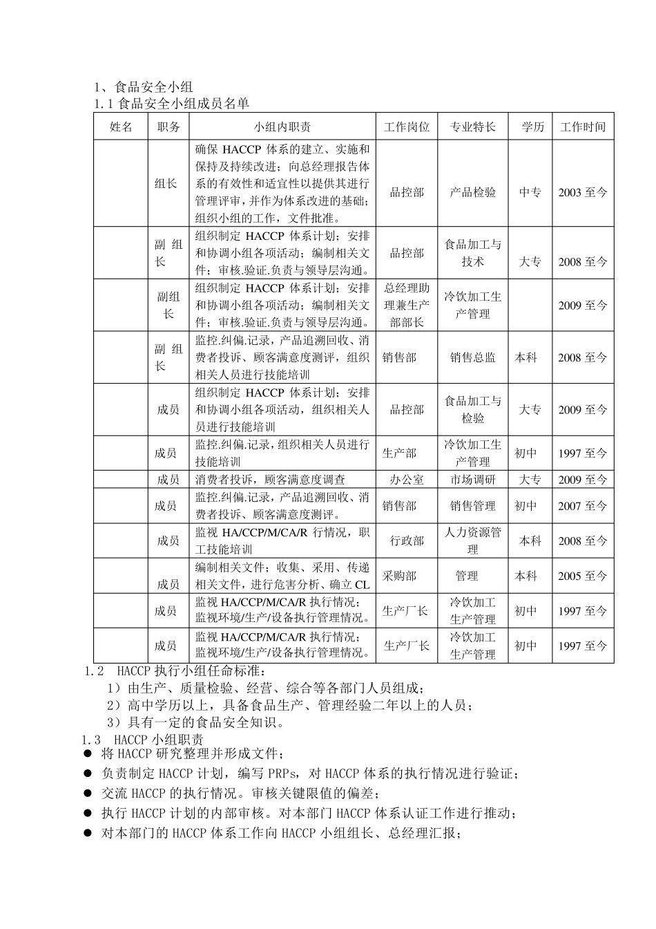 HACCP计划书模板_第3页