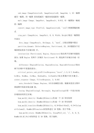 halcon常用算子中文说明