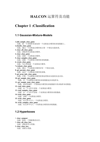 HALCON运算符及功能中文