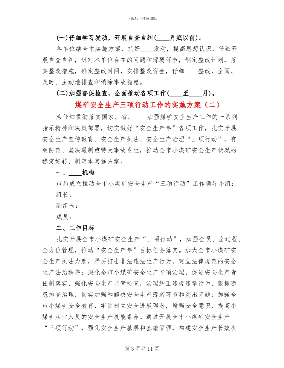 煤矿安全生产三项行动工作的实施方案_第3页