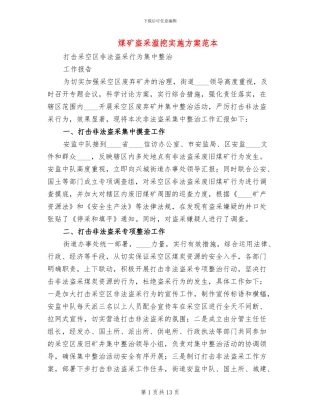 煤矿盗采滥挖实施方案范本