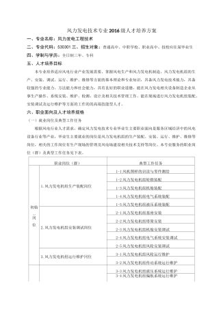风力发电技术专业人才培养方案
