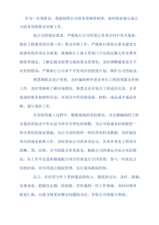 (工作总结)预算员工作总结