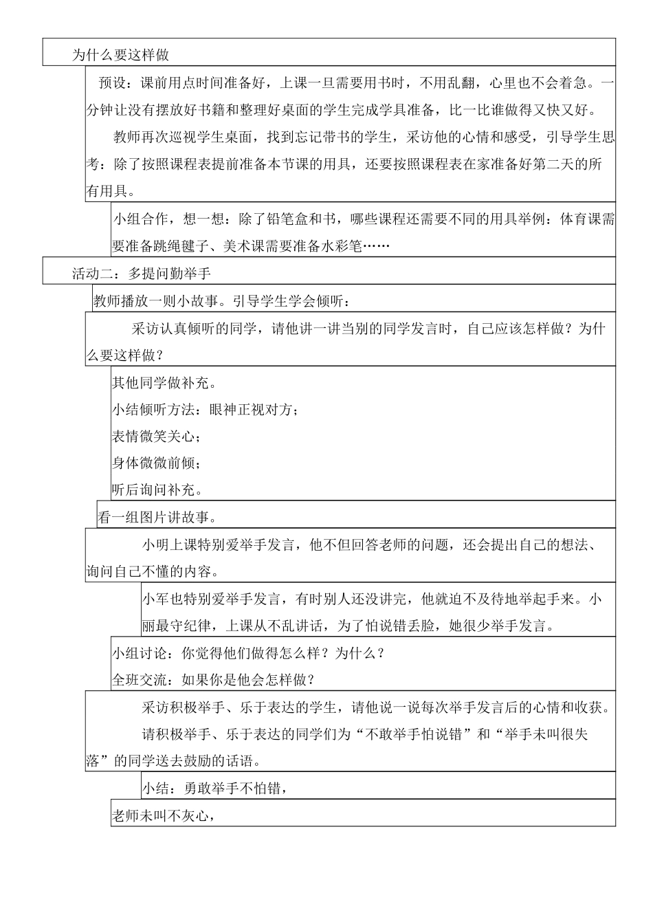 部编一年级上册道德与法治《8.上课了》教学设计_第3页