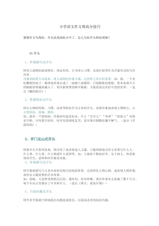 小学语文作文得高分技巧