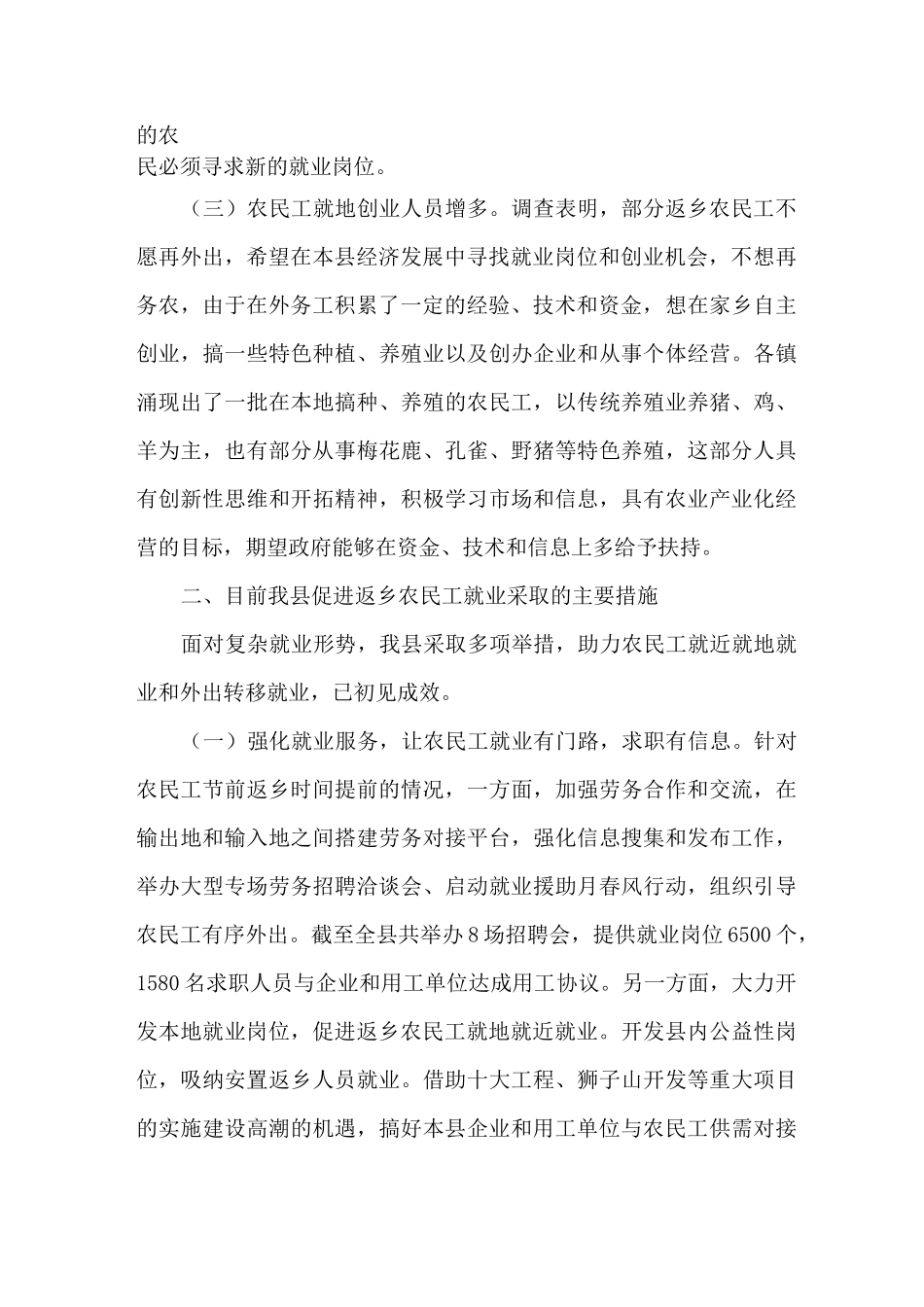 返乡农民工就业情况调研报告_第2页