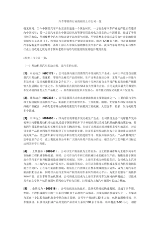 中国汽车零部件上市公司