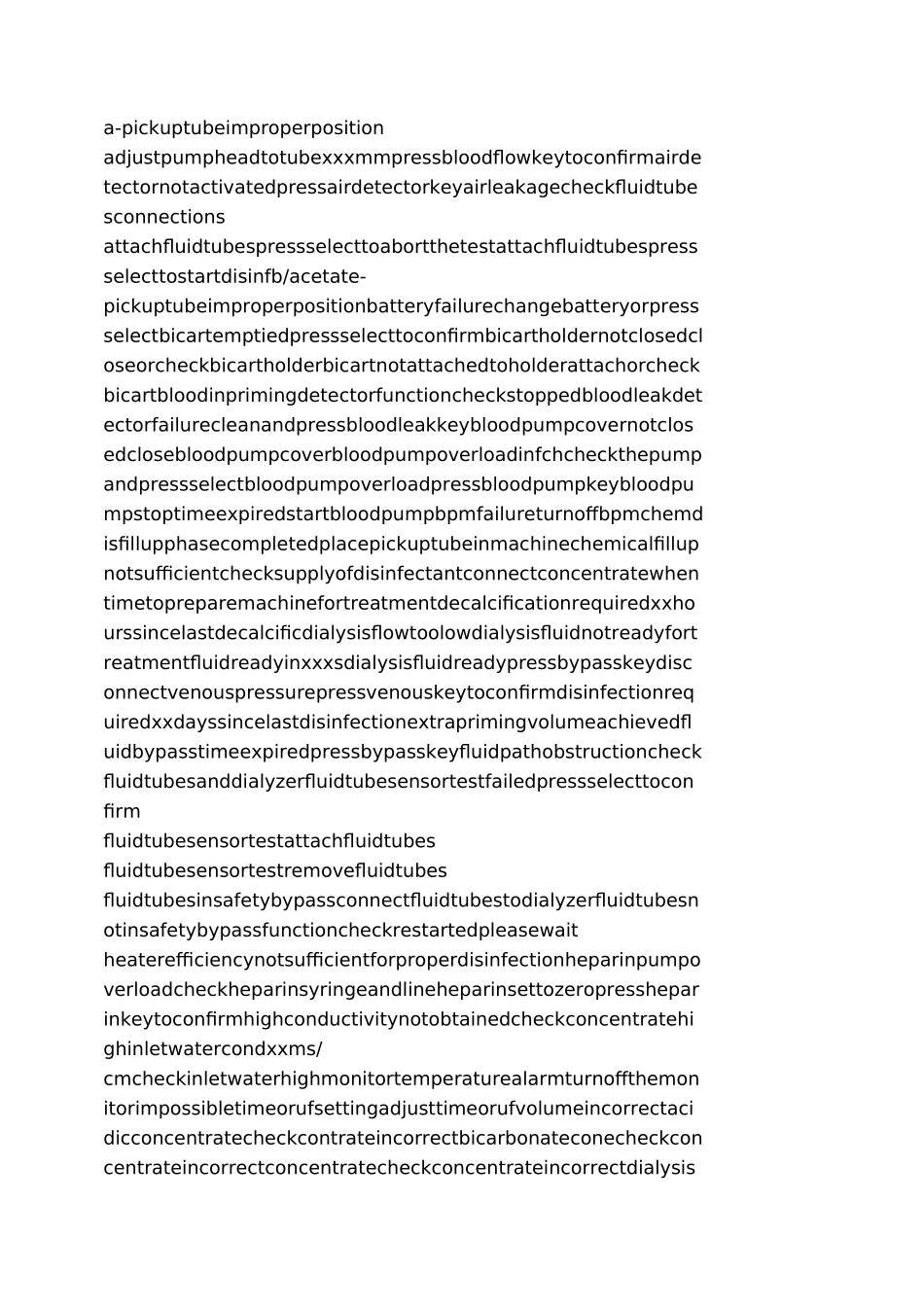 血液透析机器报警中英对照_第1页