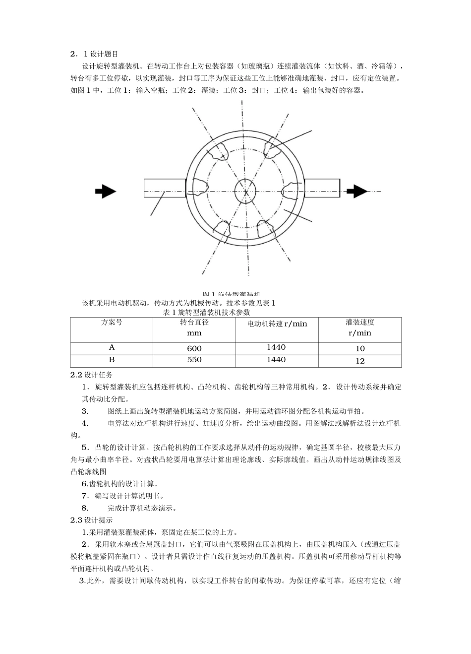 旋转型灌装机运动方案设计(机械原理课程设计范本)_第3页