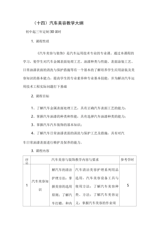 汽车美容教学大纲