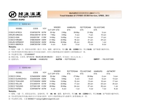 HANJIN(韩进海运)船期表