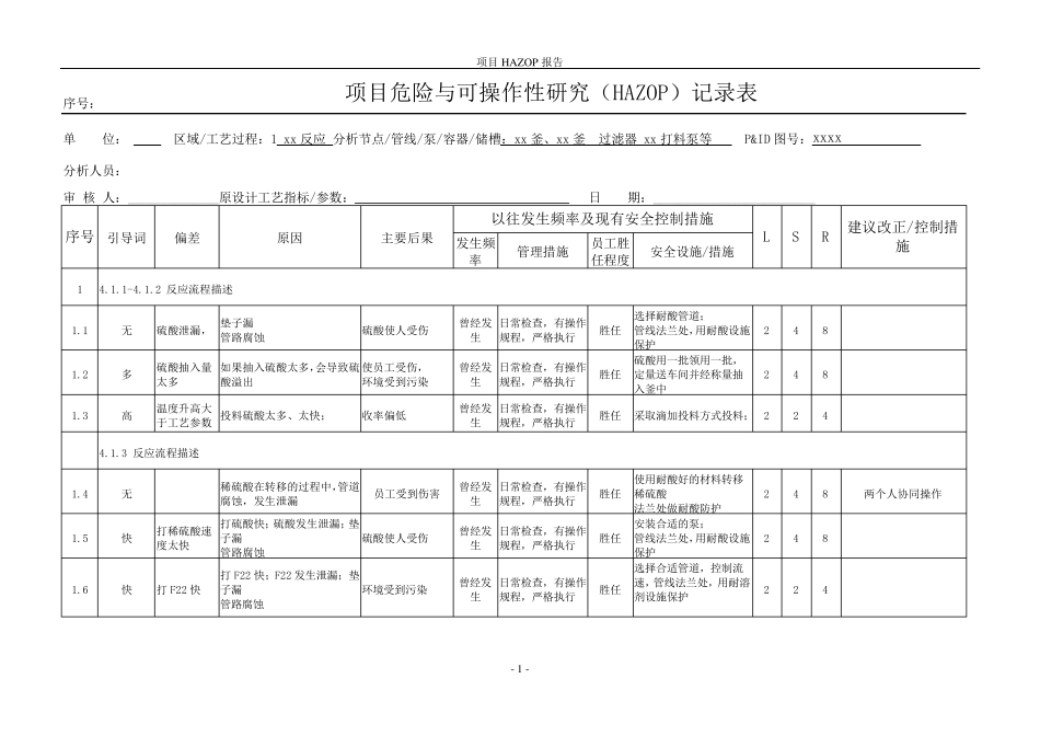 HAZOP分析举例_第1页