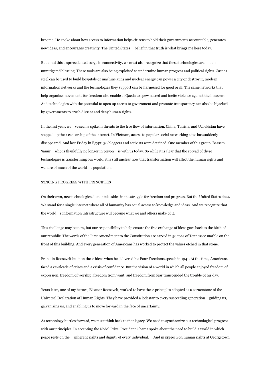 Hillary39;sSpeechInternetFreedom希拉里演讲《网络自由》_第2页