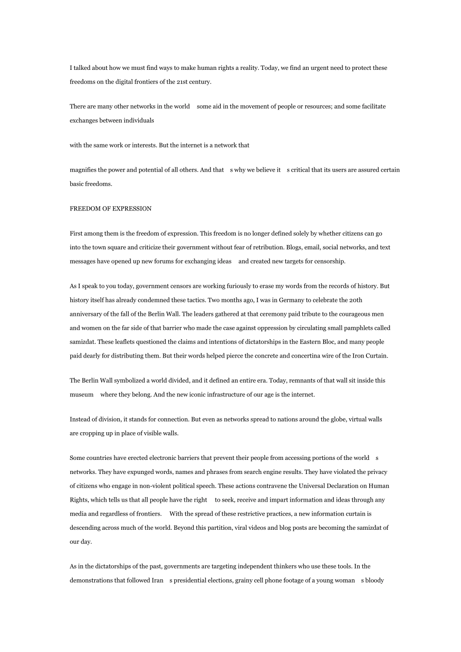 Hillary39;sSpeechInternetFreedom希拉里演讲《网络自由》_第3页