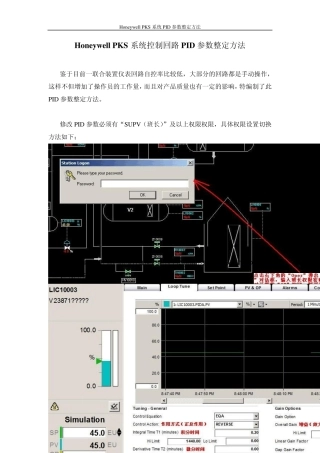 HoneywellDCS控制回路PID参数整定方法