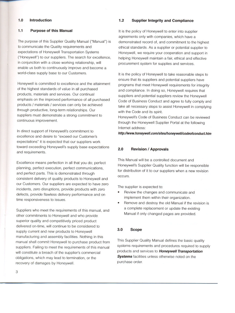 HONEYWELLSupplierQualityManual_第3页