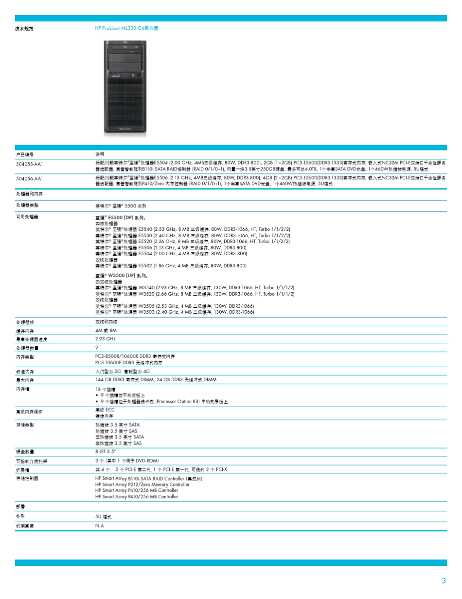 HPProLiantML330G6服务器_第3页