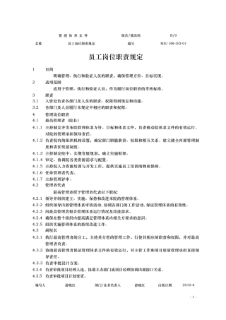 HROD01员工岗位职责规定