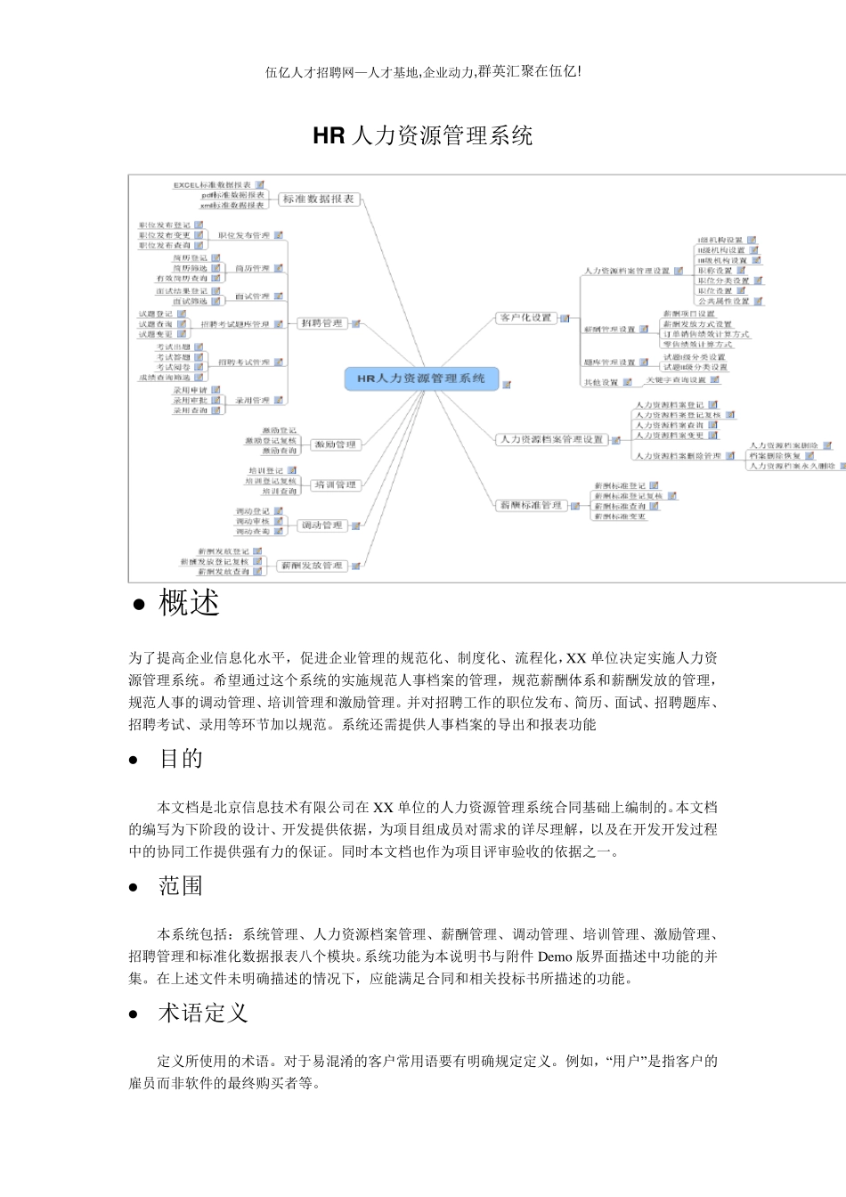 HR人力资源管理系统需求文档_第1页