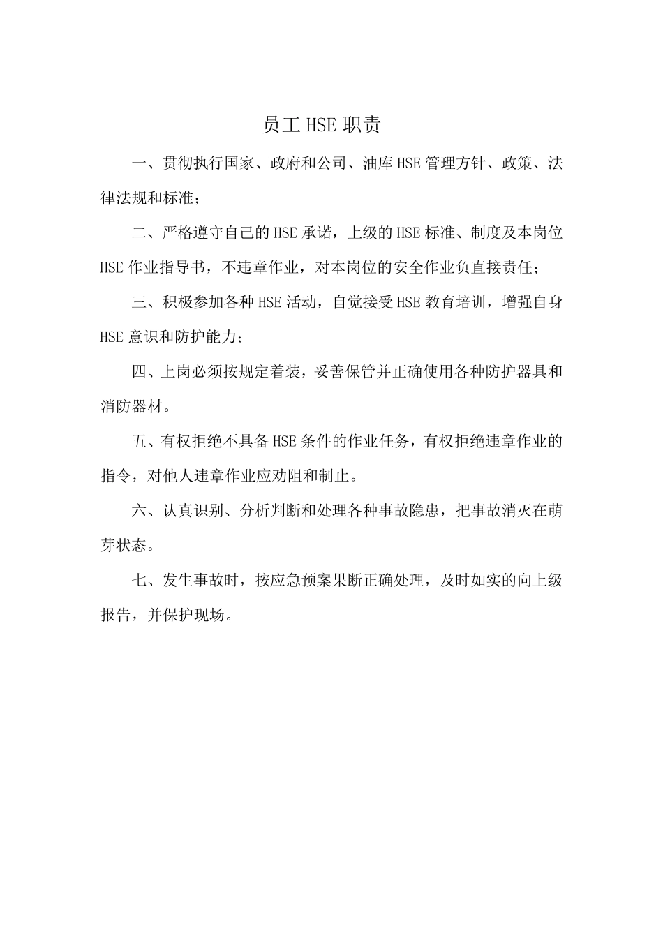 HSE岗位职责_第1页