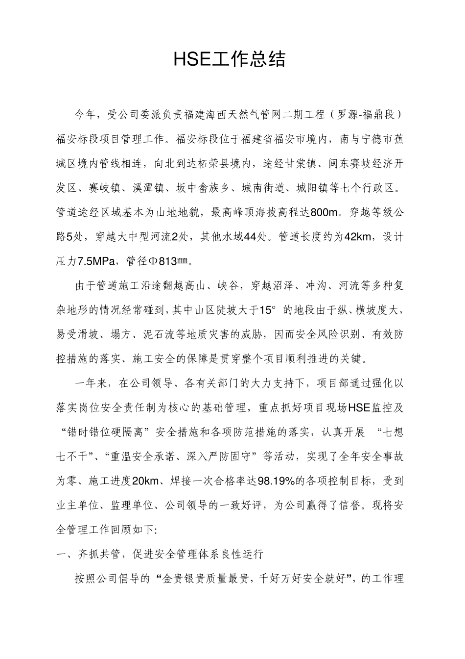 HSE工作总结_第1页