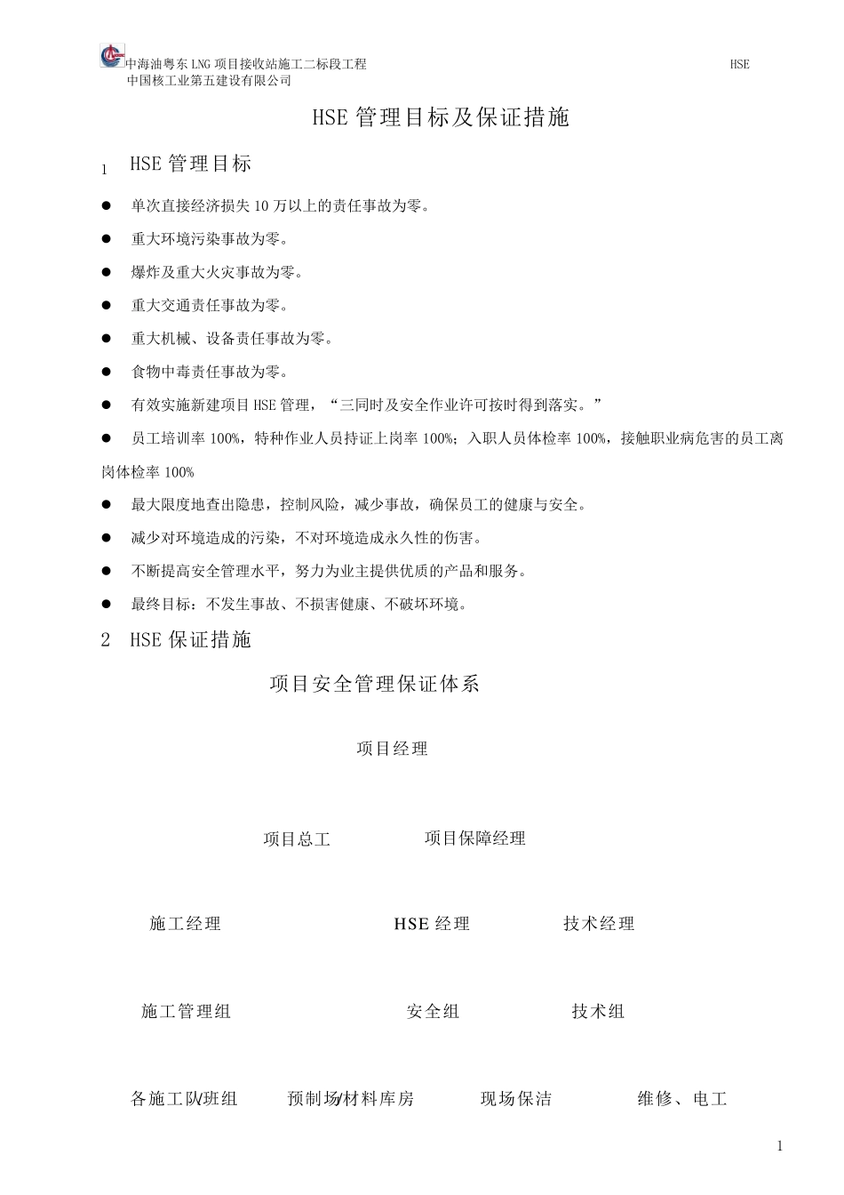 HSE目标保证措施_第1页
