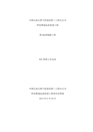 HSE管理工作总结