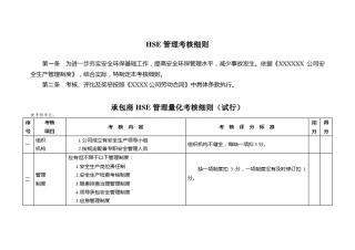 HSE管理考核细则