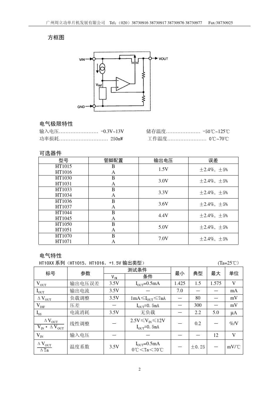 HT10xx低压差微功耗三端稳压器_第2页
