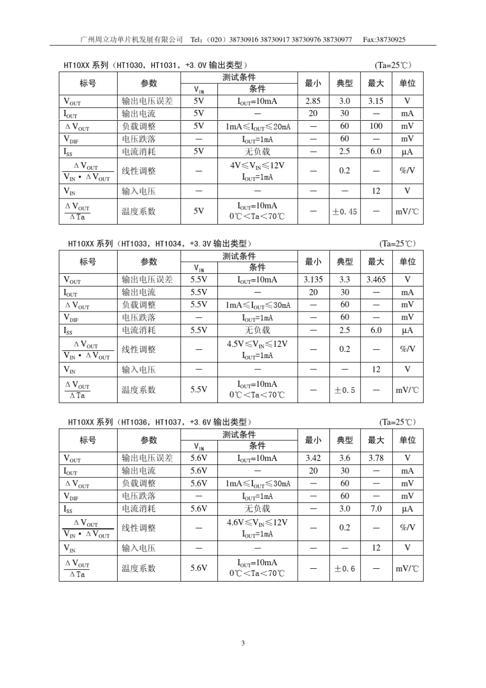 HT10xx低压差微功耗三端稳压器_第3页