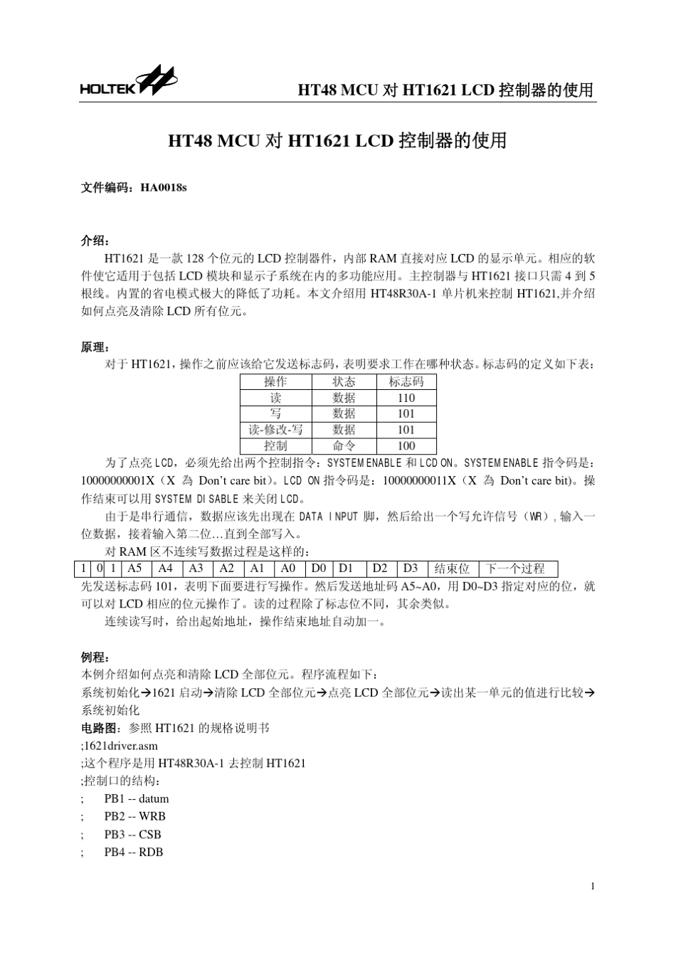 HT1621LCD控制器的使用_第1页
