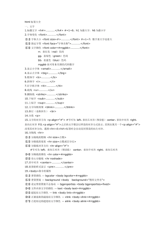 html标签属性大全