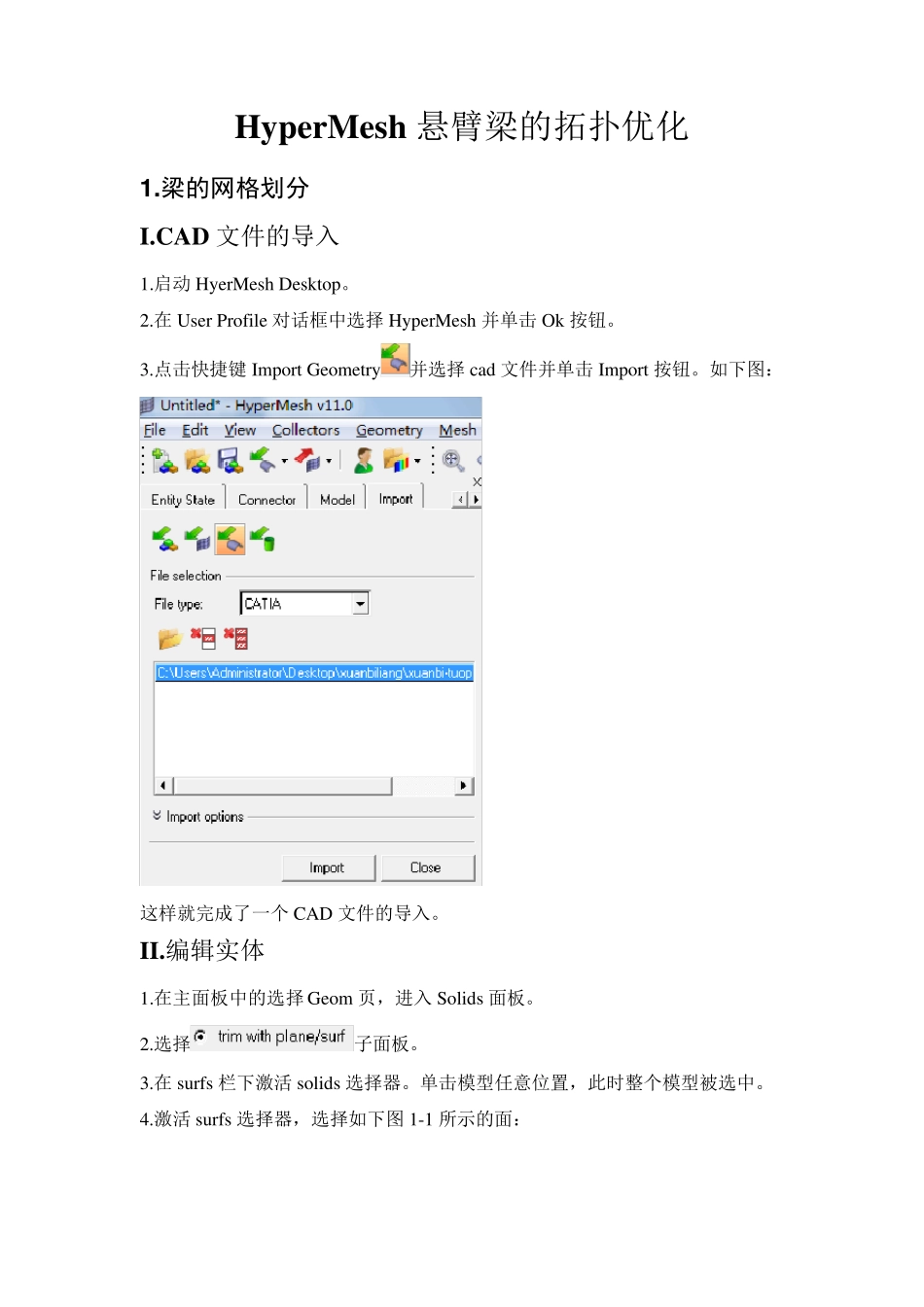 HyperMesh悬臂梁的拓扑优化_第1页