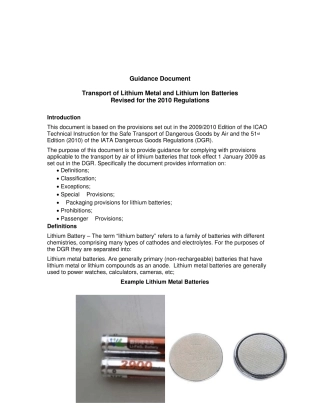 IATADGR2010第51版锂金属及锂离子电池运输指南