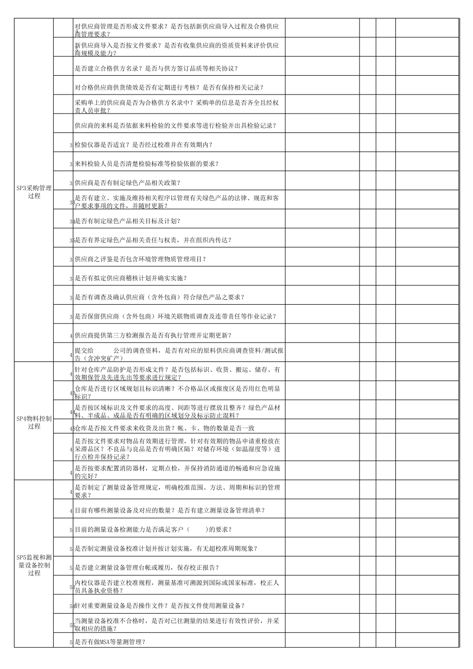 IATF169492016供应商体系评鉴检查表_第3页