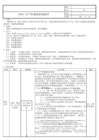 IATF生产件批准控制程序(PPAP)