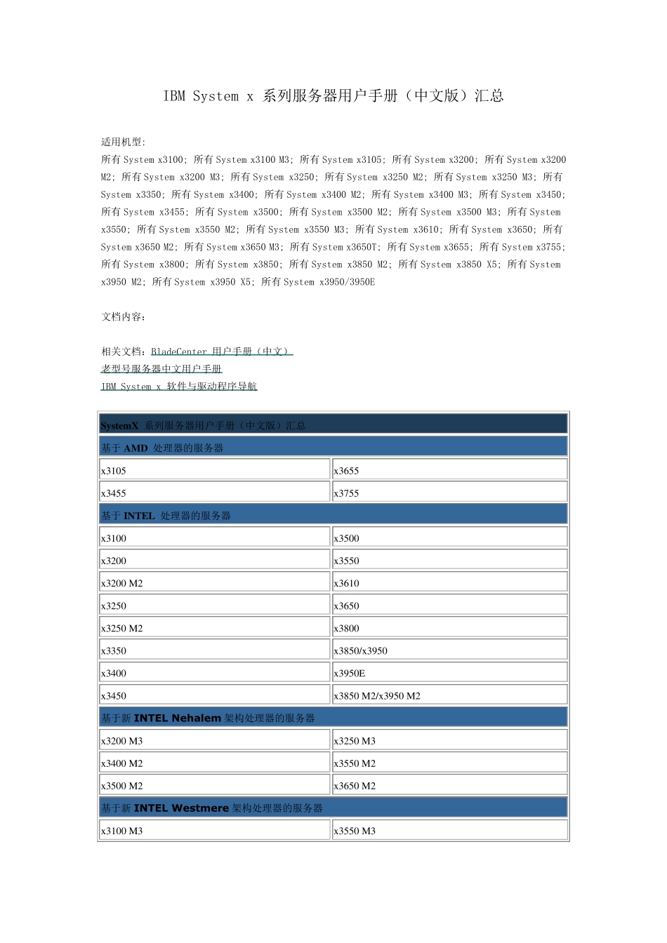IBMSystemx系列服务器用户手册汇总_第1页