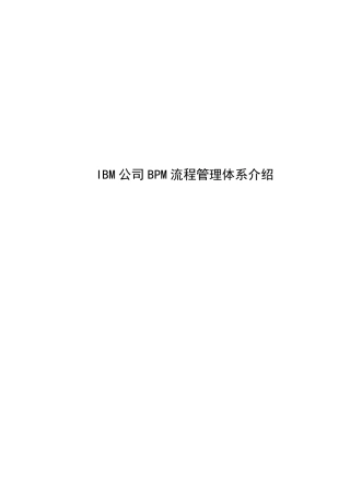 IBM公司BPM流程管理体系介绍