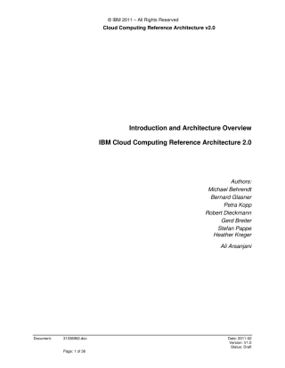 IBM提交建设云计算环境的参考架构CCRA.IBMSubmission.02282011