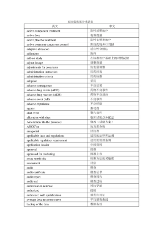 ICH临床部分术语表