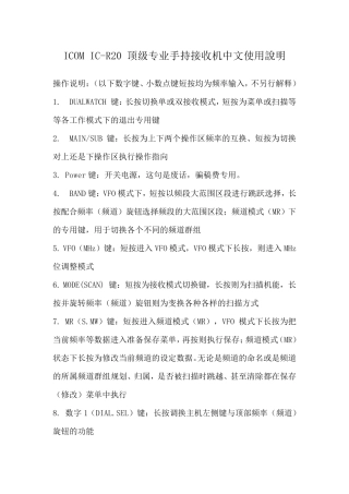ICOMICR20顶级专业手持接收机中文使用说明