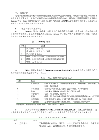ICU病人镇痛镇静治疗的方法与药物选择