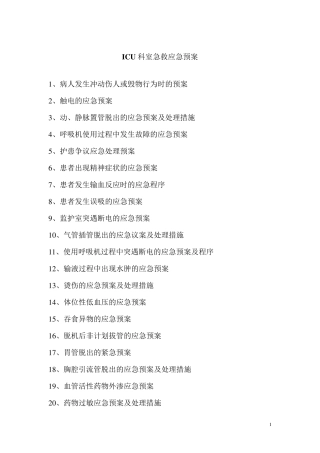 ICU科室应急预案