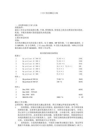 IDC机房搬迁方案