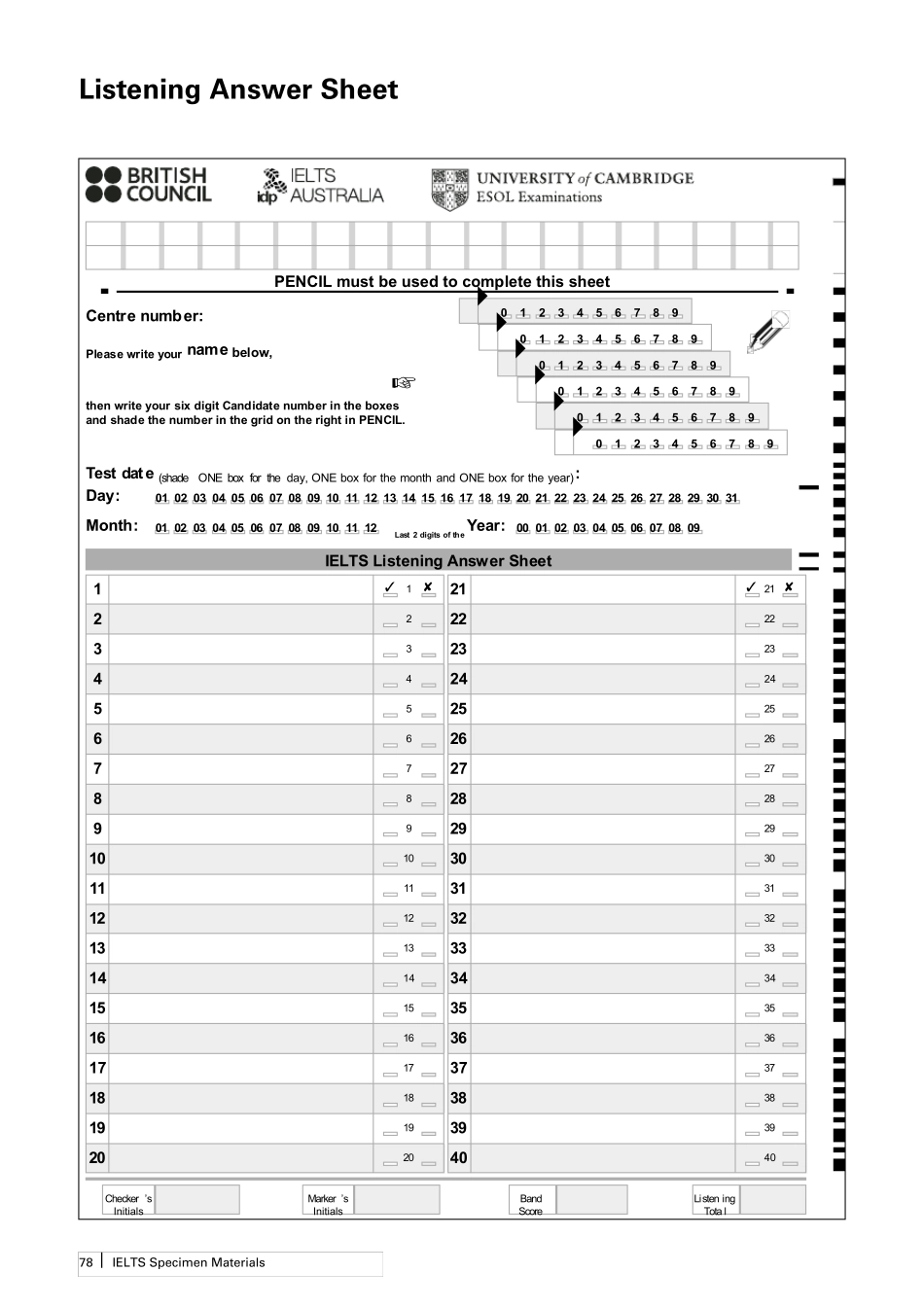 IELTSAnswerSheet雅思答题纸范本_第1页